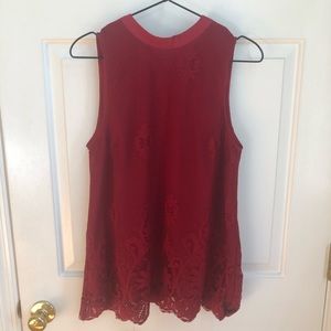 - - Entro-NWOT Red lace sleeveless top/bow back
